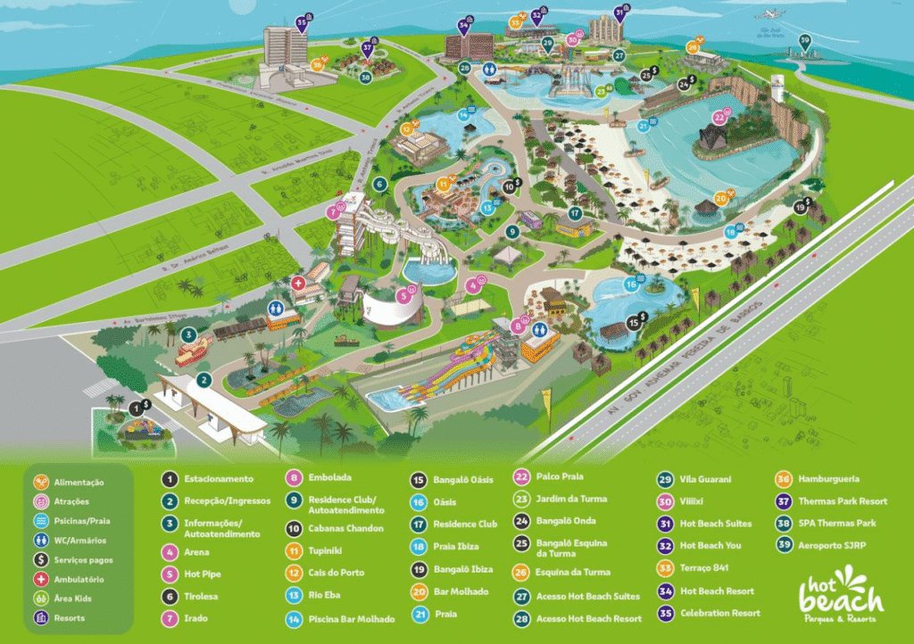 mapa do Hot Beach Olímpia